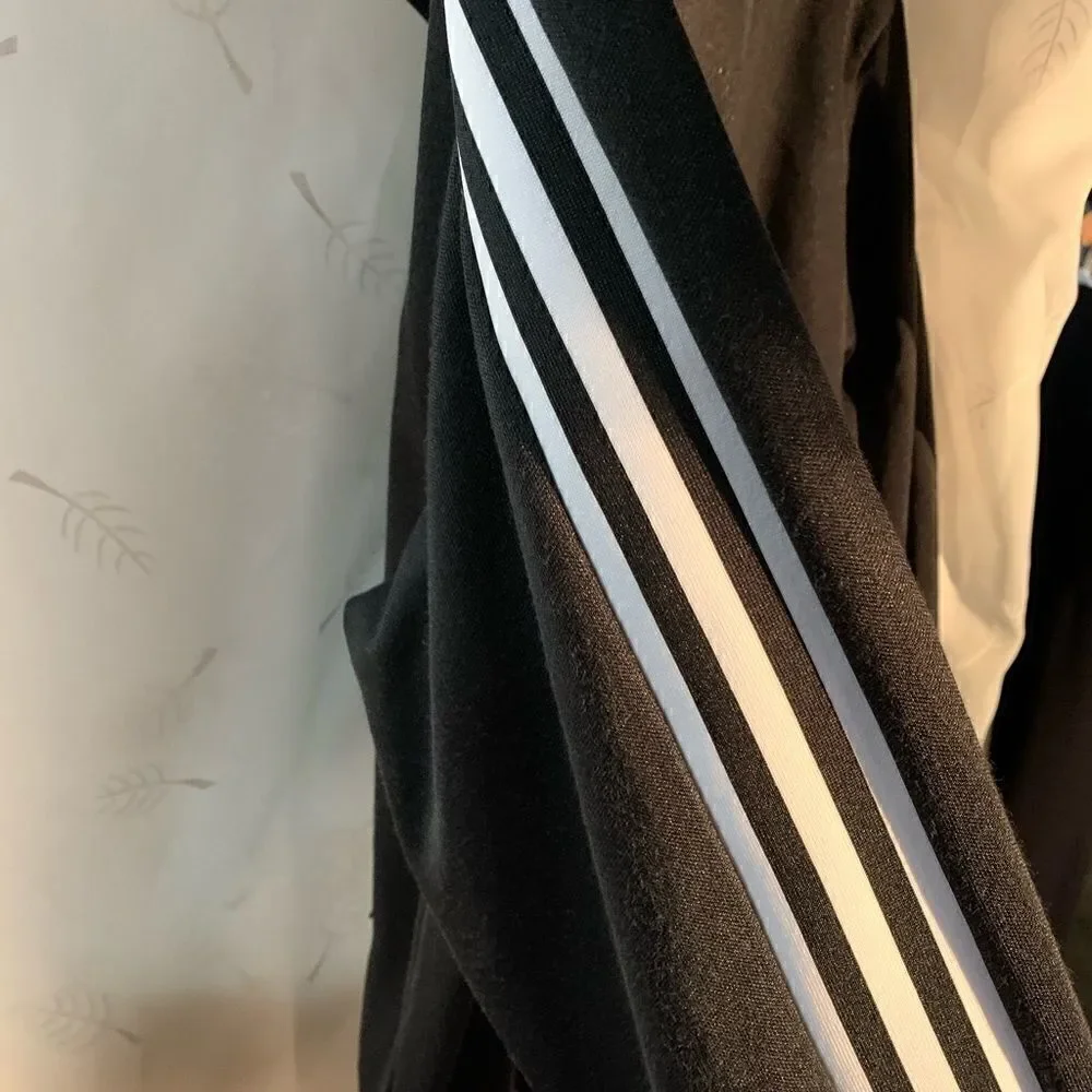 Adidas jacket hoodie no hood black white stripes